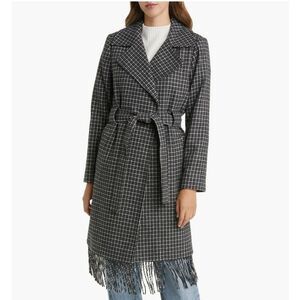 NWT Sam Edelman Wool Blend Fringe Wrap Coat Sz 4